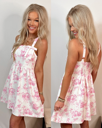 To The Courtyard Floral Mini Dress - Pink