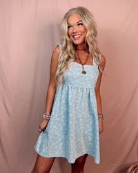 Charming Chambray Denim Floral Dress