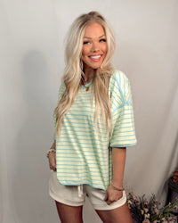 Sunbeam Social Striped Oversized Top - Mint/Blue