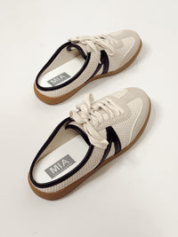 MIA Baron Off White + Black Slip On Mule Sneakers