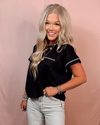 Night & Day Drop Shoulder Contrast Blouse - Black