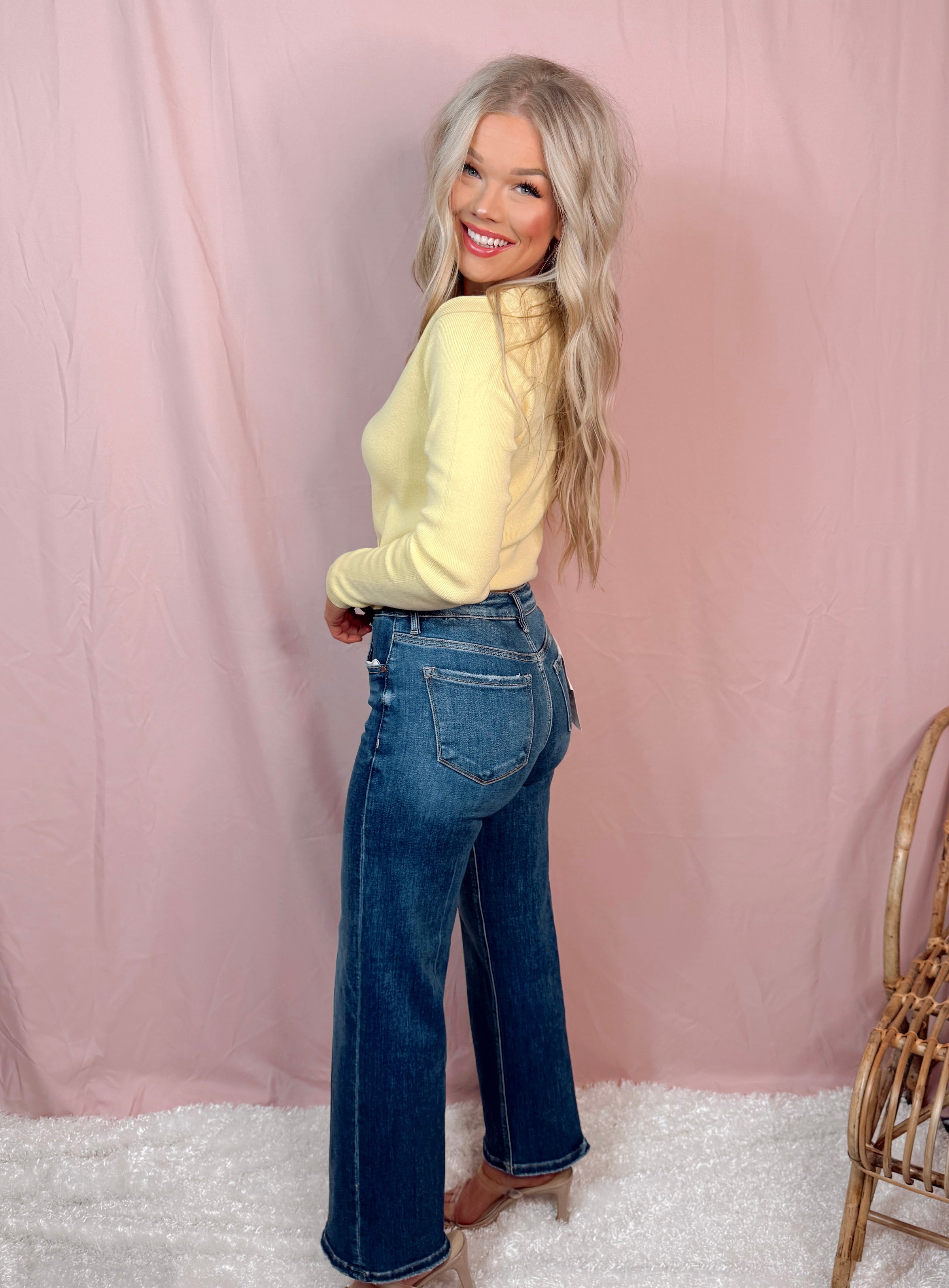 Buttercream Ribbed Knit Top / Cardigan - Pale Yellow