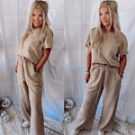 Quinn Quilted Drawstring Pants - Taupe