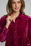 Warm Embrace Velvet Button Down Tunic - Ruby