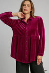 Warm Embrace Velvet Button Down Tunic - Ruby