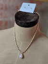 Golden Empress Beaded Necklace w/ Pearl + Earrings