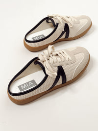 MIA Baron Off White + Black Slip On Mule Sneakers