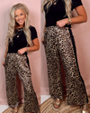 Sahara Side Stripe Slit Animal Printed Drawstring Pants