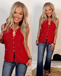 Cherry On Top Button Up Sweater Vest