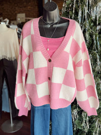 Classy Checkered Chic Cardigan