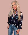 Bloom & Dusk Contrast Trim Floral Top