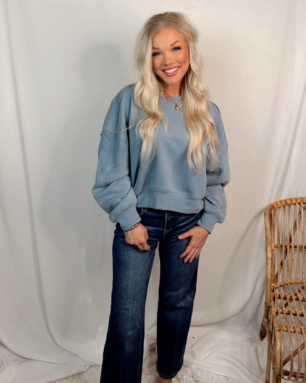 Star Spangled Sweatshirt in Dusty Blue