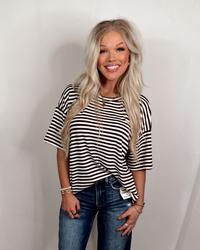 Daily Classic Striped Oversized Top - Brown