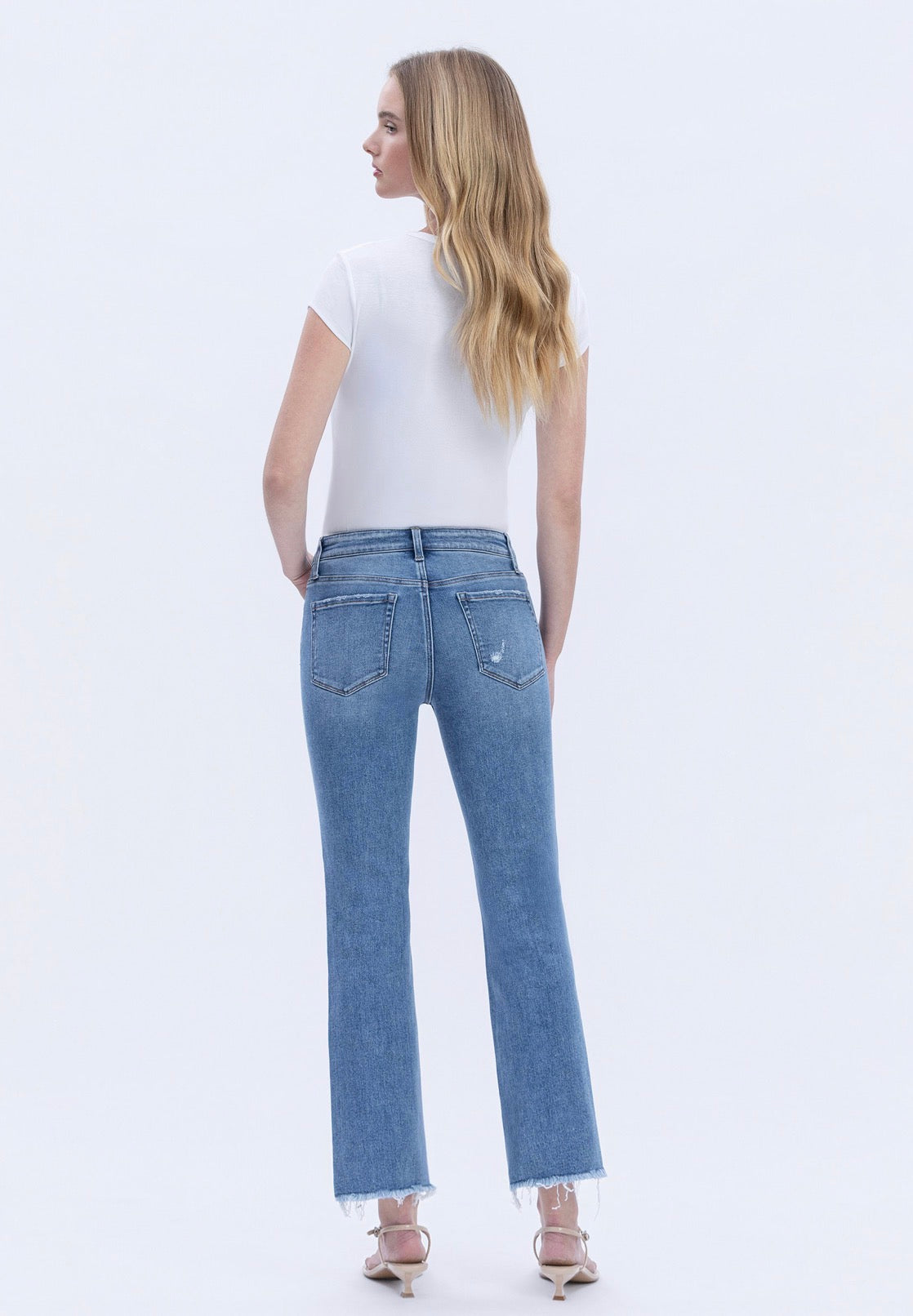 Montana Mid Rise Medium Wash Straight Leg Cropped Jeans