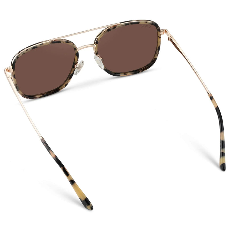 WMP Eyewear - Gia Polarized Sunglasses - Beige Tortoise Frame / Brown Lens