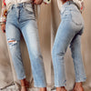 Halle High Rise Straight Leg Distressed Jeans