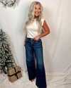Vegas High Rise Wide Leg Detailed Jeans - Dark