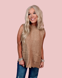 Made For This Moment Mock Neck Gold Button Sweater Vest