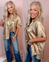 Glow Getter Collared Button Up Blouse - Gold