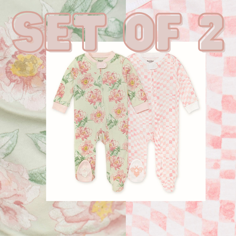 Soft Elegant Floral & Wavy Check Sleep & Play - 2 Pack