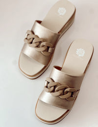 Alora Gold Wedge Slides