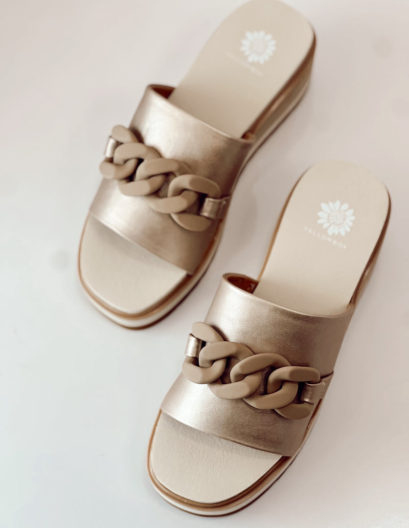 Alora Gold Wedge Slides