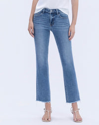 Montana Mid Rise Medium Wash Straight Leg Cropped Jeans