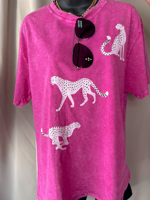 Cheetah Trio Mineral Washed Graphic Tee