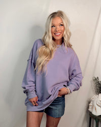 Montauk Mock Neck Oversized Sweatshirt in Lavender