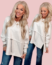 Have It Your Way Heather Grey Adjustable Drawstring Pullover