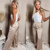Simple Elegance Satin Trousers- Taupe
