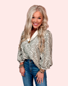 Garden Of Green Printed Detailed Collared Blouse