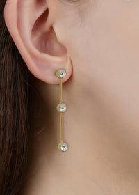 Triple Shine Linear Gold Dangle Earrings