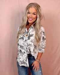 Timeless Toile Printed Button Up Blouse