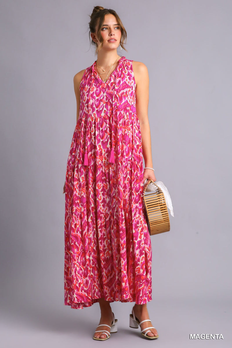 Whimsical Printed Tiered Maxi Dress