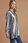 Made To Shine Metallic Button Up Blouse