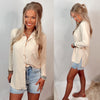 High Standards Hi-Low Button Up Tunic Blouse - Beige