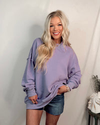 Montauk Mock Neck Oversized Sweatshirt in Lavender