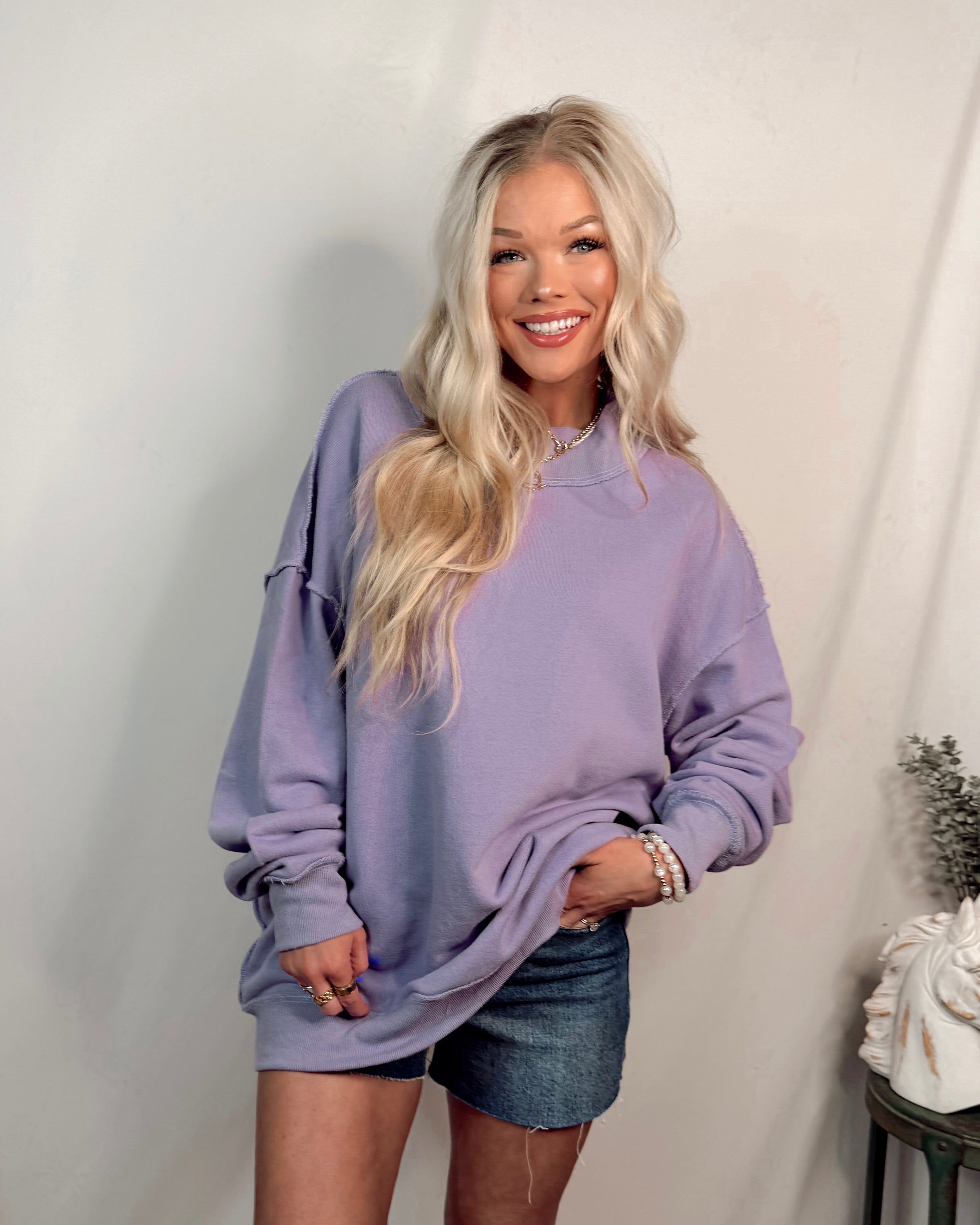 Montauk Mock Neck Oversized Sweatshirt in Lavender
