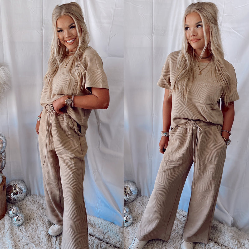 Quinn Quilted Drawstring Pants - Taupe