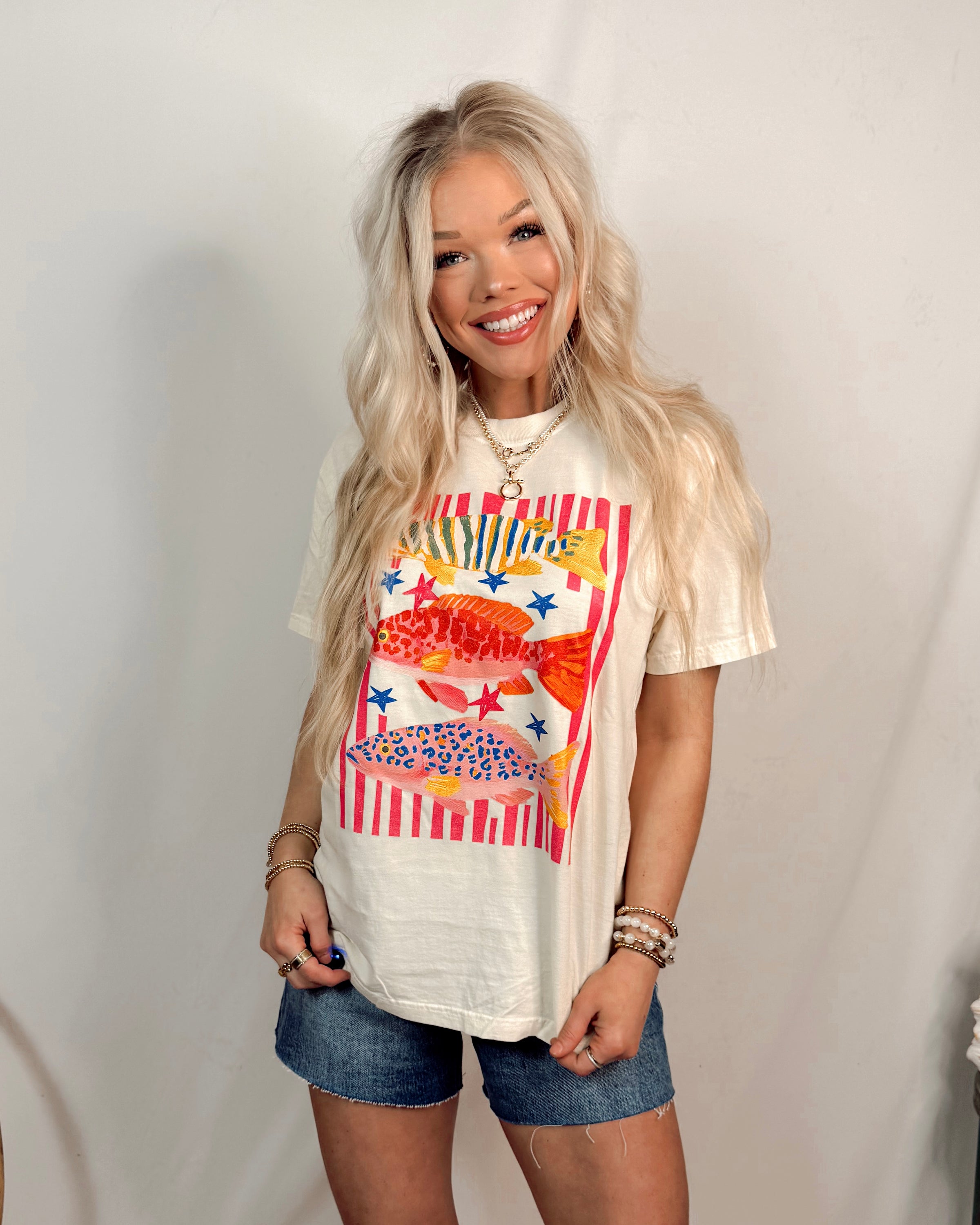 Coastal Catch Abstract Fish Trio Graphic Tee