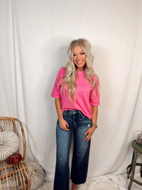 Crush Hour Knit Short Sleeve Top - Bubble Gum Pink