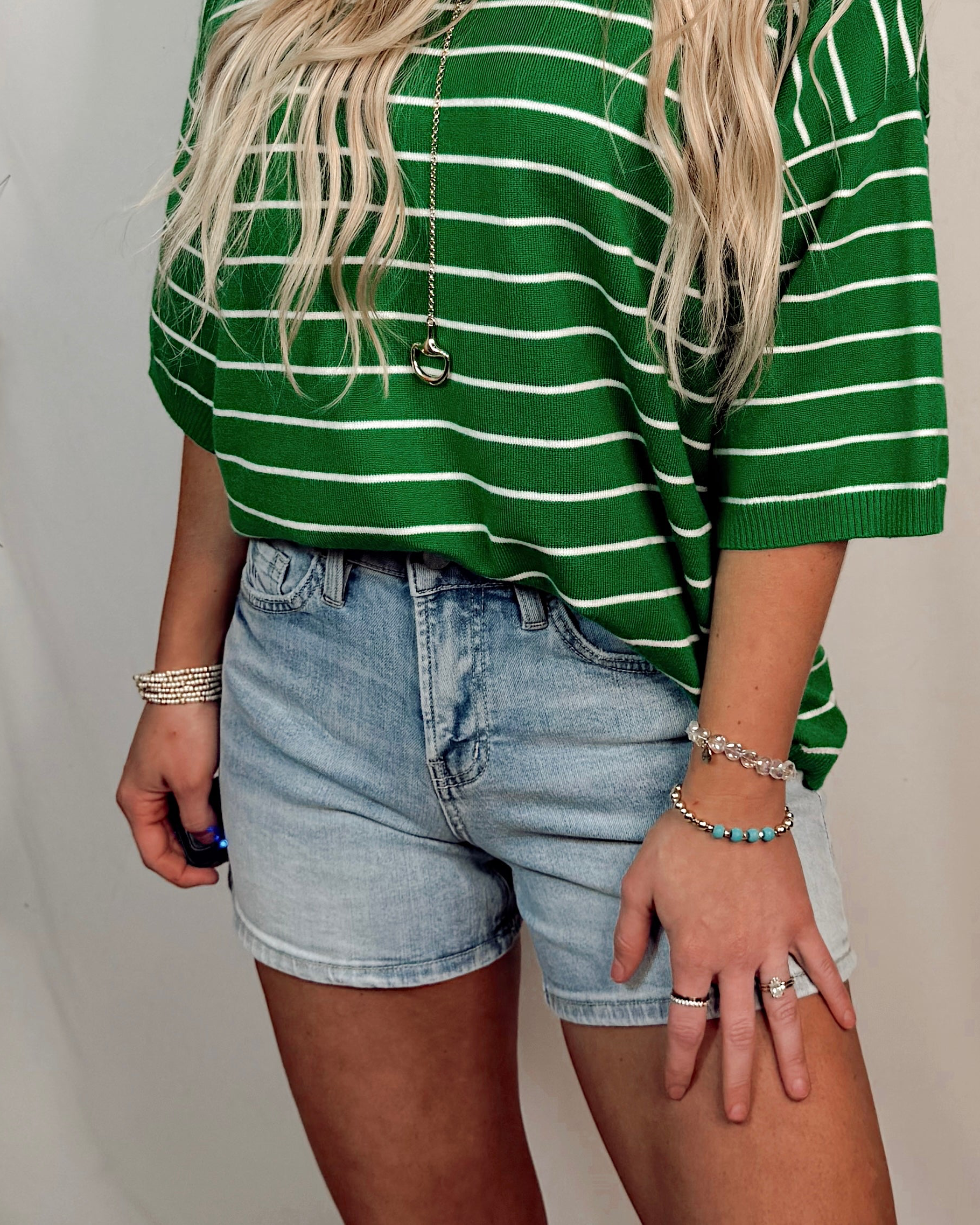 Easy Fit High Rise Light Wash Denim Shorts