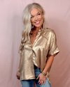 Glow Getter Collared Button Up Blouse - Gold