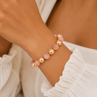 Rosy Radiance Beaded Stretch Bracelet