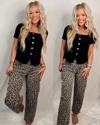 Catwalk High Rise Barrel Jeans - Leopard