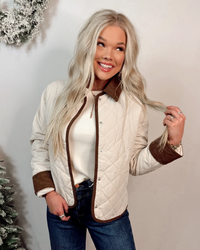 Cozy In Quilted Corduroy Detailed Jacket