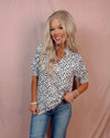 Detailed & Dotted Printed Jacquard Detailed Blouse