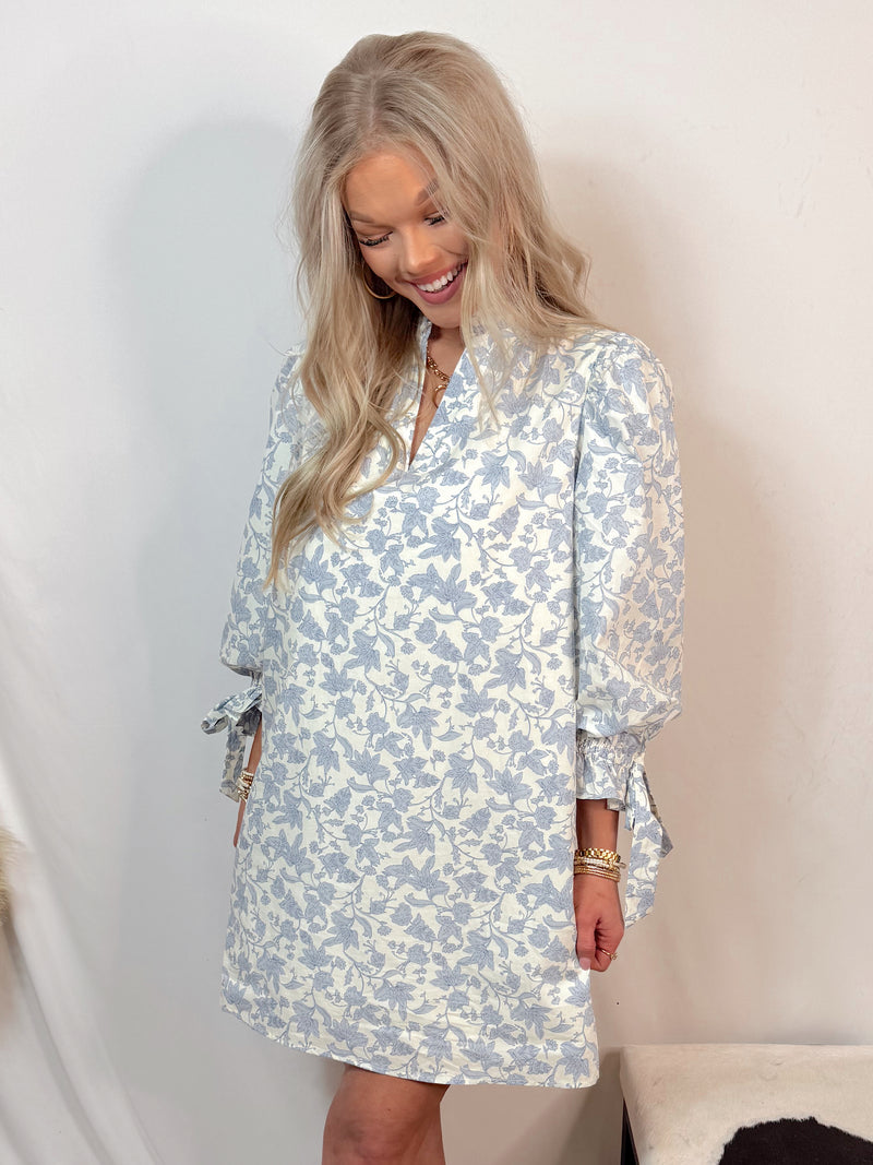 Vintage Charm Floral Puff Sleeve Dress