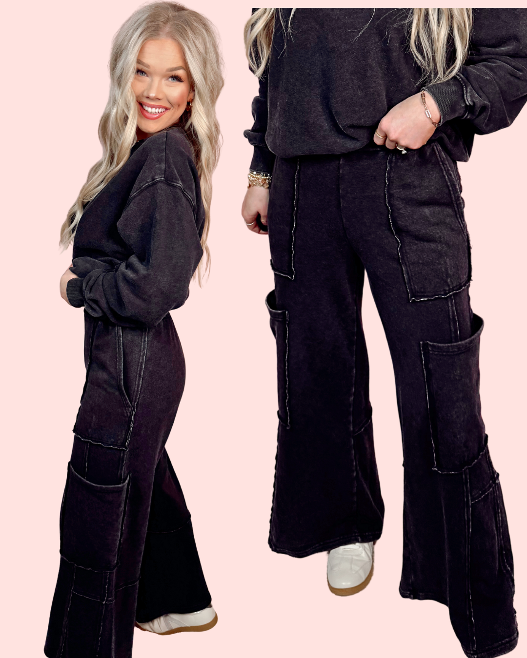 Off Duty Mineral Wash Cargo Pants - Black